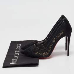 Christian Louboutin Black Mesh and Suede Follies Pumps Size 37