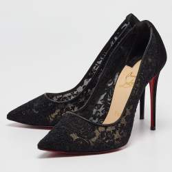 Christian Louboutin Black Mesh and Suede Follies Pumps Size 37