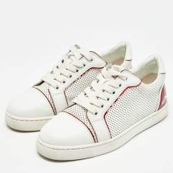 Christian Louboutin White Leather and PVC  Trimmed Fun Vieira Trainers Size 34.5