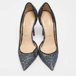 Christian Louboutin Grey Coarse Glitter Iriza Pumps Size 38