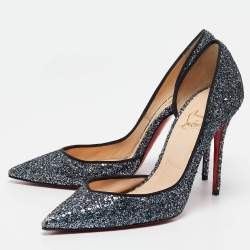 Christian Louboutin Grey Coarse Glitter Iriza Pumps Size 38