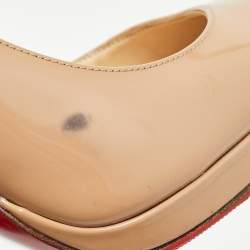Pre Owned Christian Louboutin Beige Patent Leather Neofilo Pumps Size 37.5