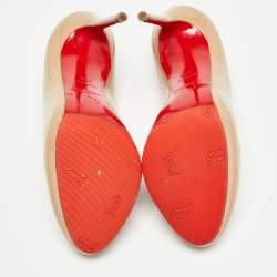 Pre Owned Christian Louboutin Beige Patent Leather Neofilo Pumps Size 37.5