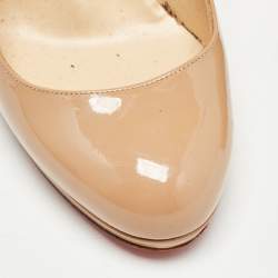 Pre Owned Christian Louboutin Beige Patent Leather Neofilo Pumps Size 37.5