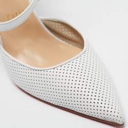 Pre Owned Christian Louboutin White Perforated Leather Victororilla Ankle Wrap Pumps Size 40