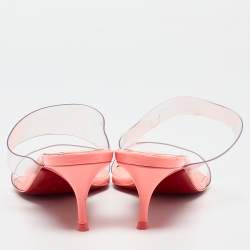 Christian Louboutin Transparent/Orange  PVC and Patent Slide Sandals Size 38 