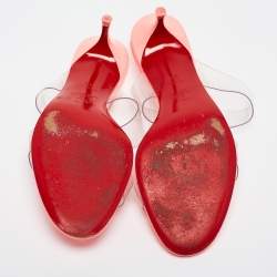 Christian Louboutin Transparent/Orange  PVC and Patent Slide Sandals Size 38 