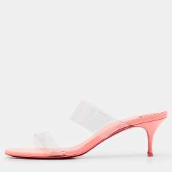 Christian Louboutin Transparent/Orange  PVC and Patent Slide Sandals Size 38 