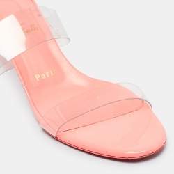 Christian Louboutin Transparent/Orange  PVC and Patent Slide Sandals Size 38 
