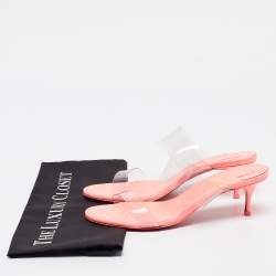 Christian Louboutin Transparent/Orange  PVC and Patent Slide Sandals Size 38 