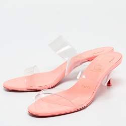 Christian Louboutin Transparent/Orange  PVC and Patent Slide Sandals Size 38 