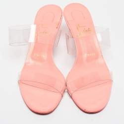 Christian Louboutin Transparent/Orange  PVC and Patent Slide Sandals Size 38 