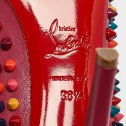 Pre Owned Christian Louboutin Pink Leather Pigalle Spikes Pumps Size 38.5