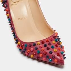 Pre Owned Christian Louboutin Pink Leather Pigalle Spikes Pumps Size 38.5