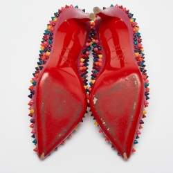 Pre Owned Christian Louboutin Pink Leather Pigalle Spikes Pumps Size 38.5