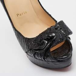 Christian Louboutin Black Python Madame Butterfly Pumps Size 38.5