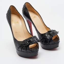 Christian Louboutin Black Python Madame Butterfly Pumps Size 38.5