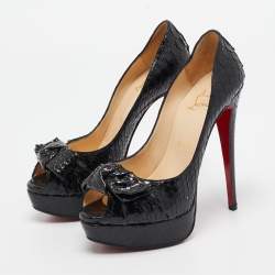 Christian Louboutin Black Python Madame Butterfly Pumps Size 38.5