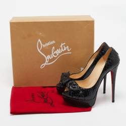 Christian Louboutin Black Python Madame Butterfly Pumps Size 38.5