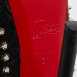 Pre Owned Christian Louboutin Black Leather Pigalle Plato Spike Pumps Size 37