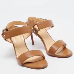 Christian Louboutin Brown Leather Sova Sandals Size 37.5