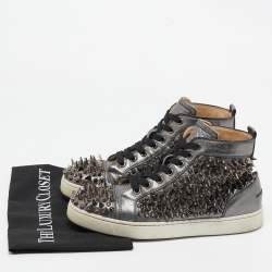 Christian Louboutin Metallic Leather Pik Pik Pik High Top Sneakers Size 40