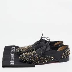 Christian Louboutin Black Leather Freddy Spike Oxfords Size 40.5