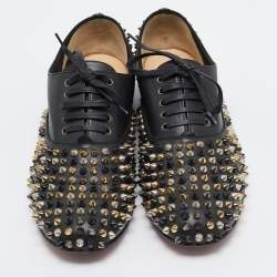 Christian Louboutin Black Leather Freddy Spike Oxfords Size 40.5