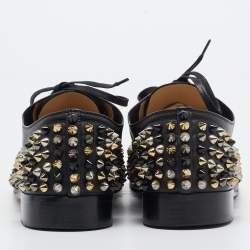 Christian Louboutin Black Leather Freddy Spike Oxfords Size 40.5