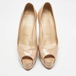 Christian Louboutin Beige Patent Leather Altadama Pumps Size 37