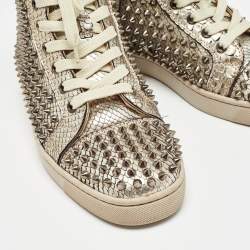 Christian Louboutin Gold Python Louis Spikes Sneakers Size 40