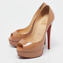 Christian Louboutin Beige Leather Lady Peep Pumps Size 35.5