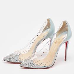 Christian Louboutin Light Blue Patent Leather and PVC Degrastrass Pumps Size 36.5