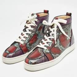 Christian Louboutin Multicolor Python Louis High Top Sneakers Size 40