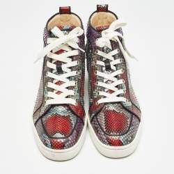 Christian Louboutin Multicolor Python Louis High Top Sneakers Size 40