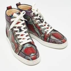 Christian Louboutin Multicolor Python Louis High Top Sneakers Size 40