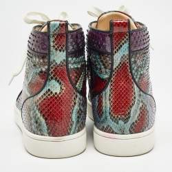 Christian Louboutin Multicolor Python Louis High Top Sneakers Size 40