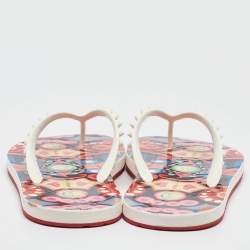 Pre Owned Christian Louboutin Multicolor Rubber Loubi Spikes Thong Flats Size 42