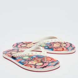 Pre Owned Christian Louboutin Multicolor Rubber Loubi Spikes Thong Flats Size 42