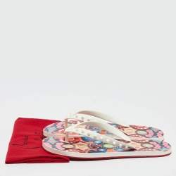 Pre Owned Christian Louboutin Multicolor Rubber Loubi Spikes Thong Flats Size 42