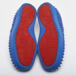 Pre Owned Christian Louboutin Blue Leather Roller Boat Spike Slip On Sneakers Size 40