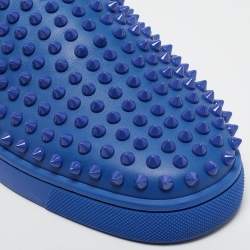 Pre Owned Christian Louboutin Blue Leather Roller Boat Spike Slip On Sneakers Size 40