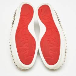 Pre Owned Christian Louboutin Beige/Brown Python Leather Roller Boat Slip On Sneakers Size 40