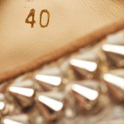 Pre Owned Christian Louboutin Beige/Brown Python Leather Roller Boat Slip On Sneakers Size 40