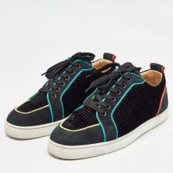 Christian Louboutin Black Velvet and Suede Studded Rantus Orlato Low Top Sneakers Size 43