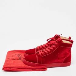 Christian Louboutin Red Velvet Louis High Top Sneakers Size 43