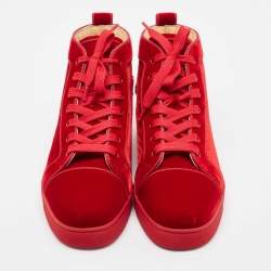 Christian Louboutin Red Velvet Louis High Top Sneakers Size 43