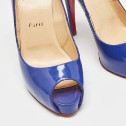 Christian Louboutin Blue Patent Leather Very Prive Pumps Size 38.5