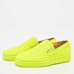 مملوكة مسبقًا Christian Louboutin Green Leather Roller Boat Sneakers Size 40