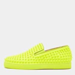 مملوكة مسبقًا Christian Louboutin Green Leather Roller Boat Sneakers Size 40